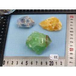 Calcite Orange, Verte, Bleue Lot de 3 Pierres Brutes 180g