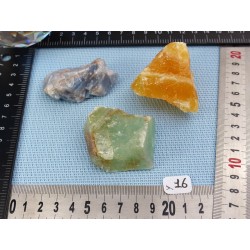 Calcite Orange, Verte, Bleue Lot de 3 Pierres Brutes 213g