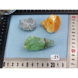 Calcite Orange, Verte, Bleue Lot de 3 Pierres Brutes 158g