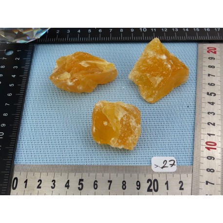 Calcite Orange Lot de 3 Pierres Brutes 145g