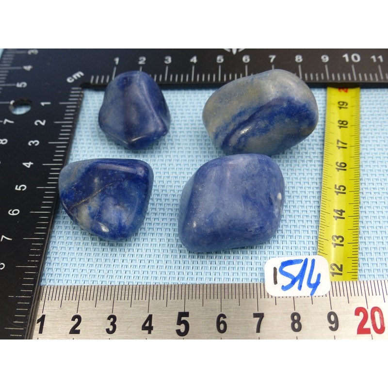 Quartz bleu - Aventurine bleue Lot de 4 Pierres Roulées 97g